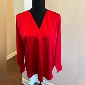 Ann Taylor red large petite long sleeve top
